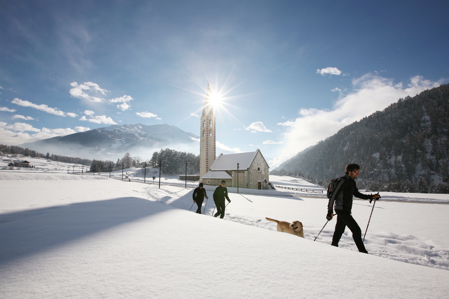 Nordic walking San Gallo church, Bormio