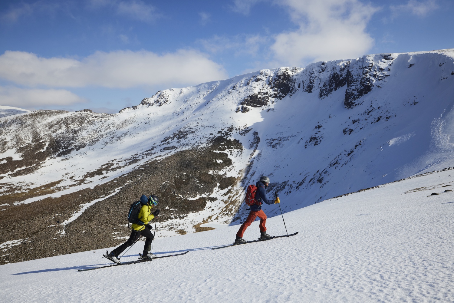 Ski touring on slopes